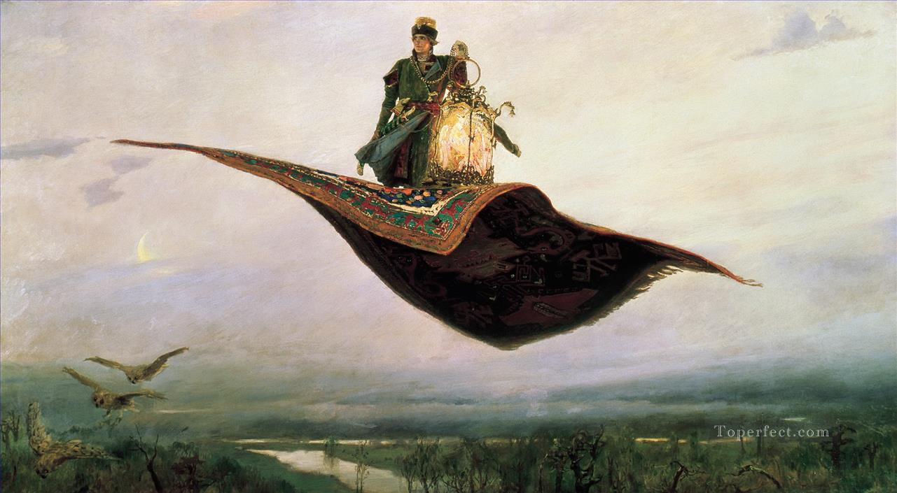russische Viktor Vasnetsov Der fliegende Teppich Zauber Ölgemälde